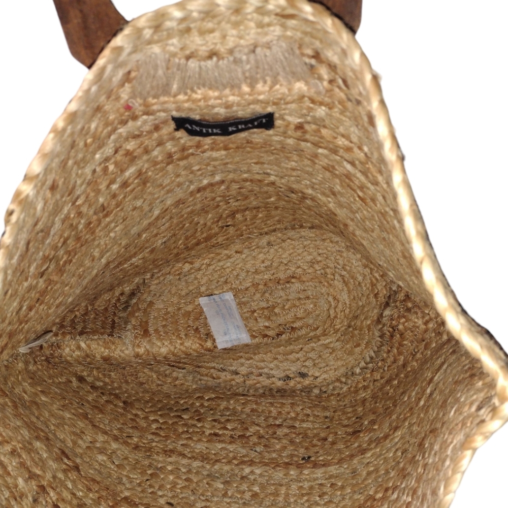 Anthropologie Dominique Jute Tote Bag Antik Kraft beach bag - Picture 7 of 11